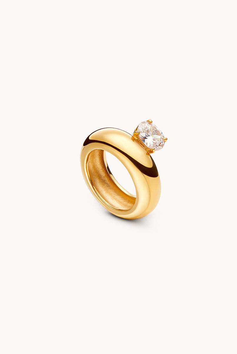 GOLD ZIRCON DONUT RING